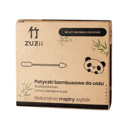 ZUZii Patyczki kosmetyczne bambusowe z bawełną w kształcie bałwanka/szpicu - 100 szt