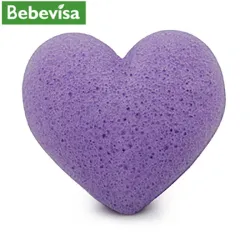 Bebevisa Gąbka Konjac do twarzy, Serce, Lawenda, aż 6,7 - 8,5 cm