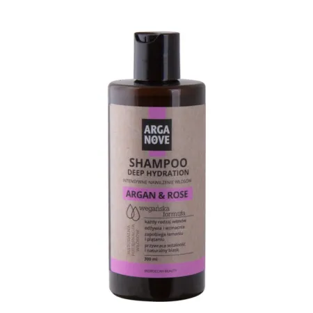 Arganove Naturalny szampon intensywnie nawilżający z olejem arganowym, różą damasceńska i białą glinką kaolinową - 300 ml