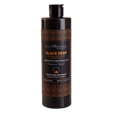 Beaute Marrakech Naturalne czarne mydło z olejem arganowym i odżywczą glinką Rhassoul - 400 ml