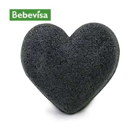 Bebevisa Gąbka Konjac do twarzy z dodatkiem węgla bambusowego SERCE