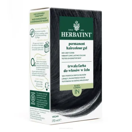 Herbatint Farba do włosów • trwała • 1N CZARNY • seria NATURALNA