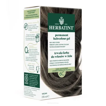 Herbatint Farba do włosów • trwała • 6C CIEMNY POPIELATY BLOND • seria POPIELATA